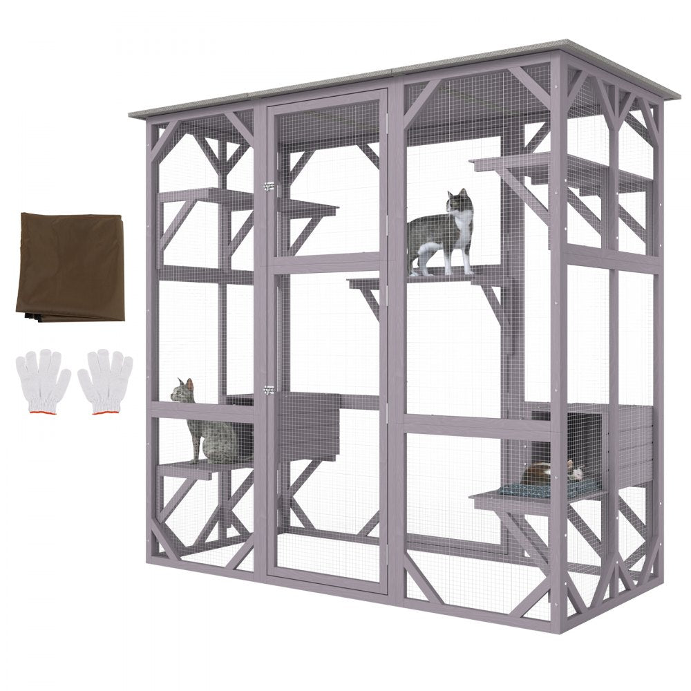 CH448 - Spacious 7-Tier Cat Enclosure with Resting Boxes & Easy Assembly