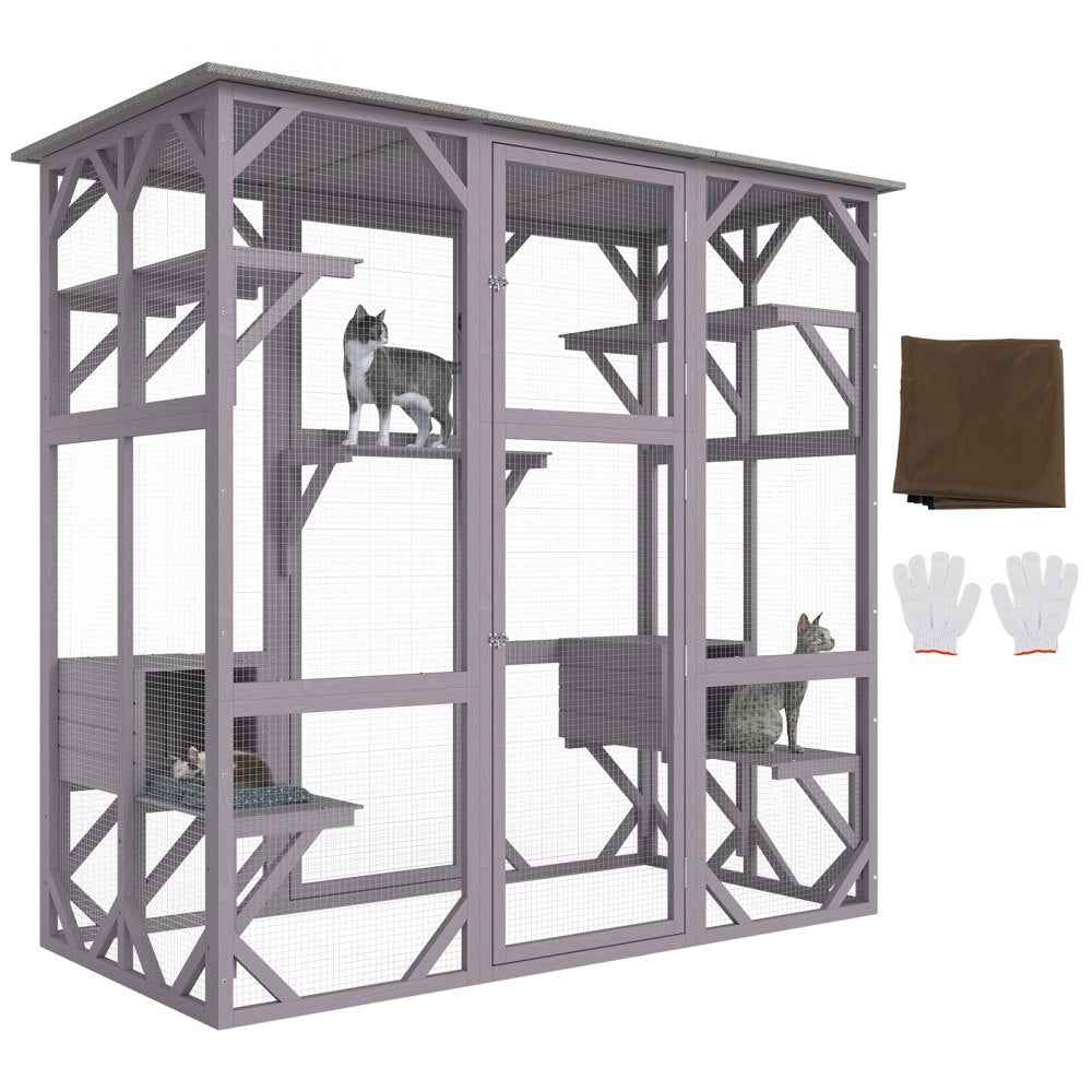 CH448 - Spacious 7-Tier Cat Enclosure with Resting Boxes & Easy Assembly