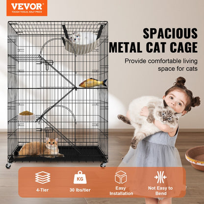 BSL-4C - 35.4" Large Metal Cat Catio for 1-3 Pets, Easy Access