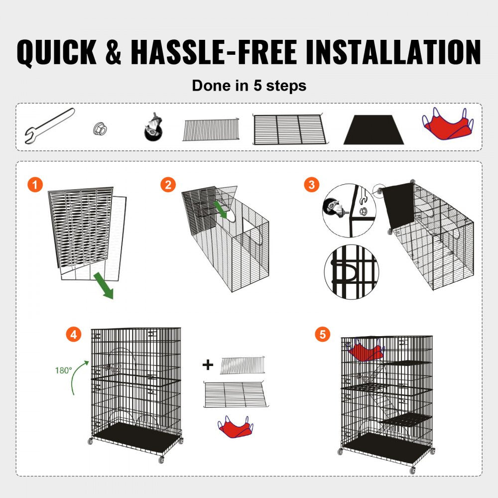 BSL-4C - 35.4" Large Metal Cat Catio for 1-3 Pets, Easy Access