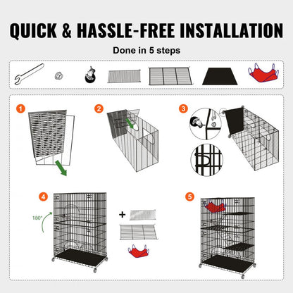 BSL-4C - 35.4" Large Metal Cat Catio for 1-3 Pets, Easy Access
