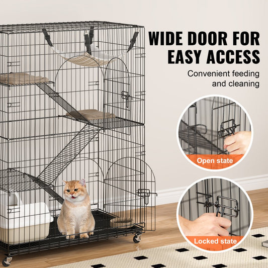 BSL-4C - 35.4" Large Metal Cat Catio for 1-3 Pets, Easy Access