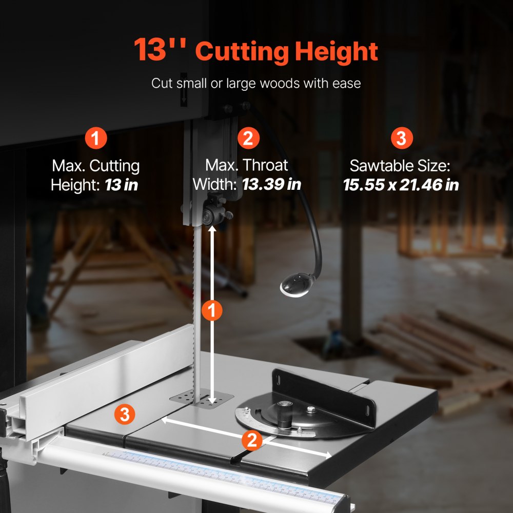 HBS350 - 13.39" Benchtop Bandsaw with 1-1/2HP Motor for Woodworking