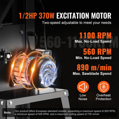 HBS250 - 10-Inch VEVOR Bandsaw, 6-Inch Cut Height, 560-1100 RPM
