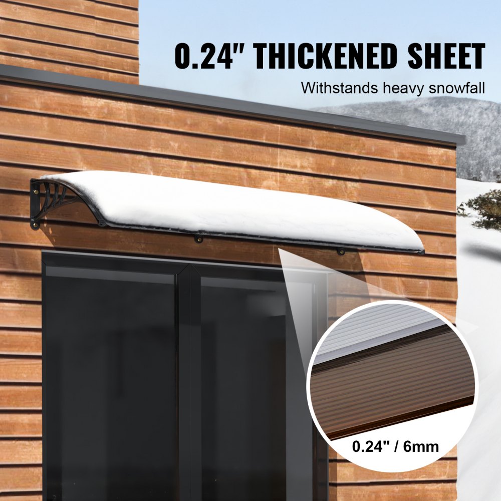 CZPC40X40T - 40" x 40" Polycarbonate Window Awning with UV Protection