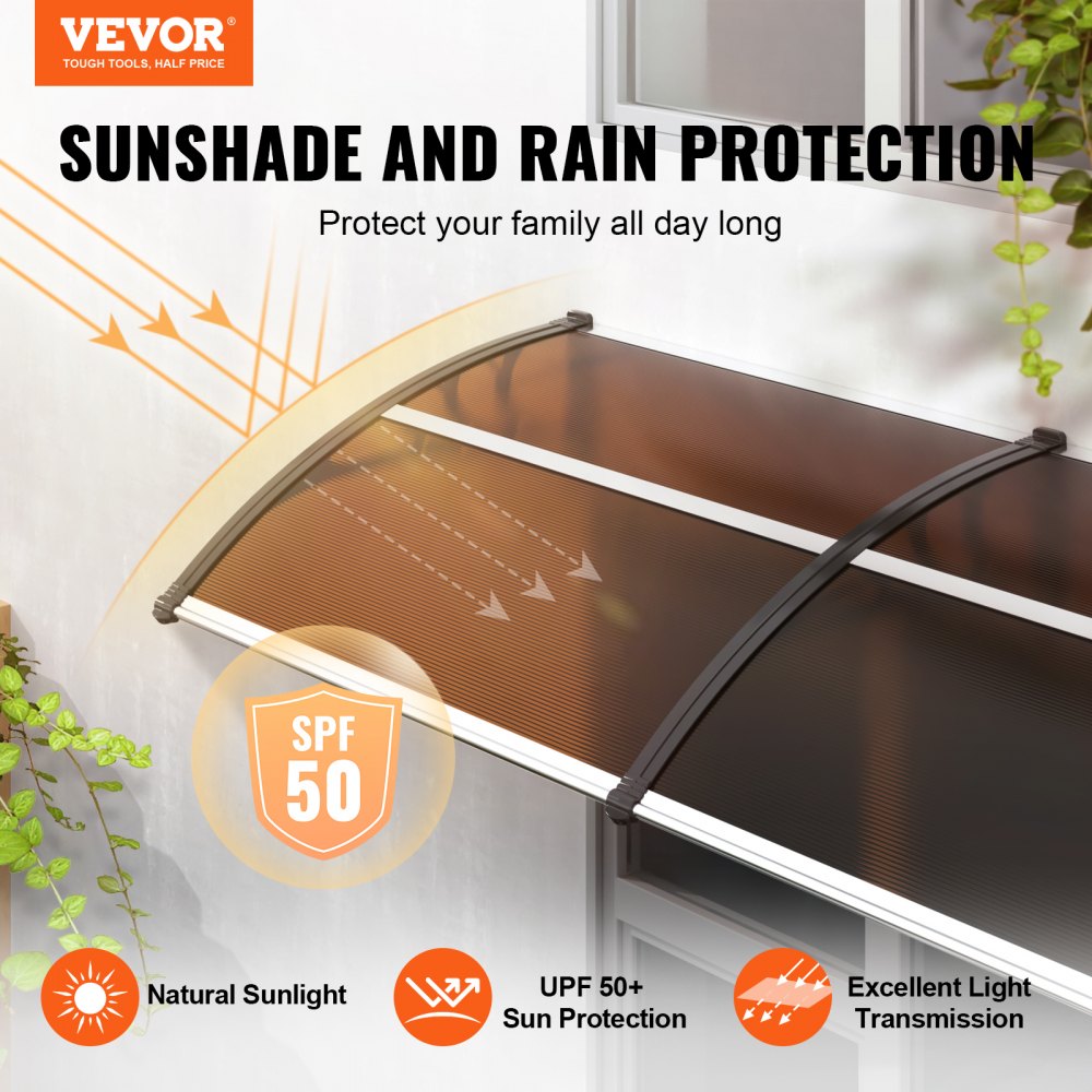 CZPC40X120B - 38" x 117" Durable Window Awning Canopy for Year-Round Protection