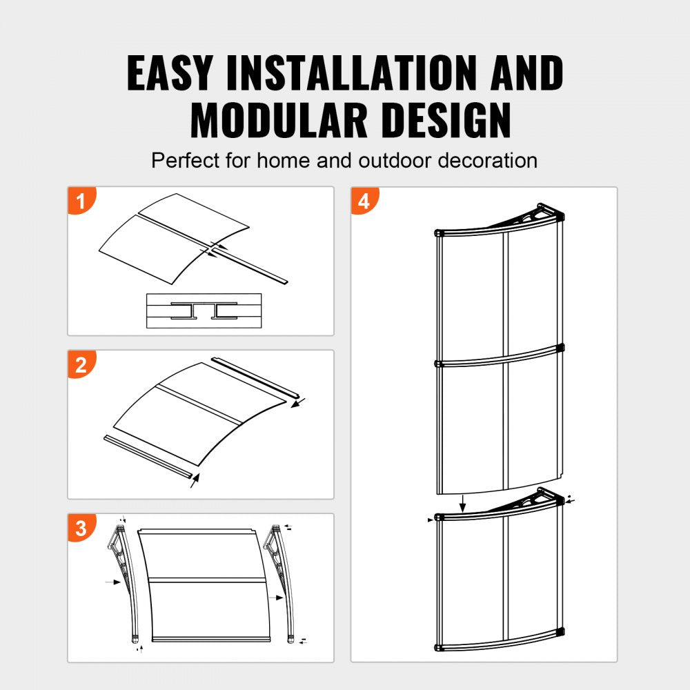 CZPC40X120B - 38" x 117" Durable Window Awning Canopy for Year-Round Protection