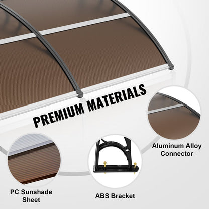 CZPC40X120B - 38" x 117" Durable Window Awning Canopy for Year-Round Protection