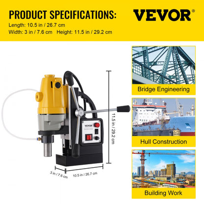 010343839784 - 1100W Magnetic Drill Press with 1-1/2" Boring Capacity