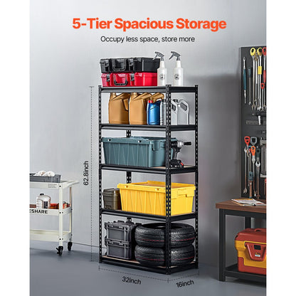 326G0P9FV0 - Heavy-Duty 5-Tier Shelving Unit, 2000 lbs Capacity 62.8" H