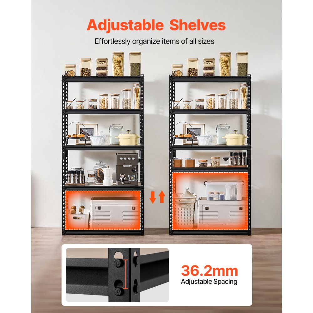 326G0P9FV0 - Heavy-Duty 5-Tier Shelving Unit, 2000 lbs Capacity 62.8" H