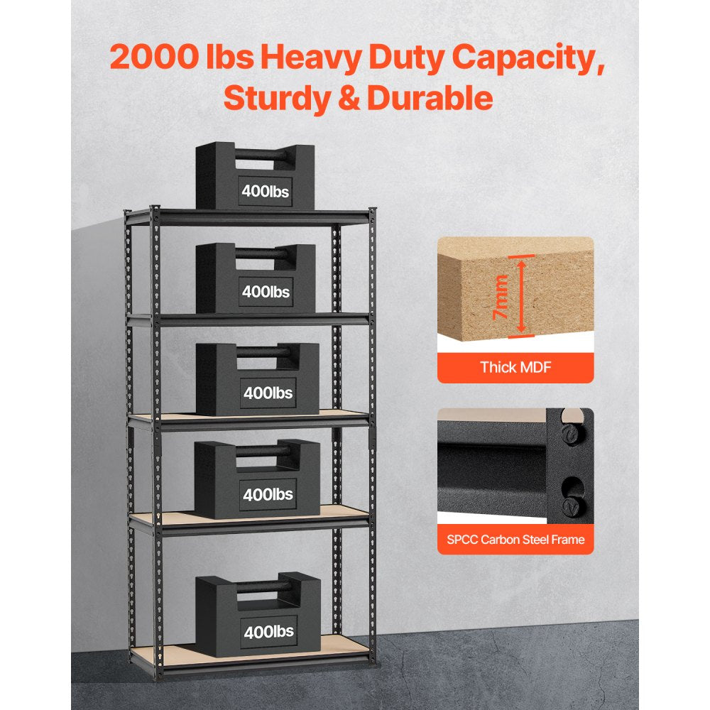 3676V4VPV0 - Heavy-Duty 5-Tier Storage Shelves, 2000 lbs Capacity