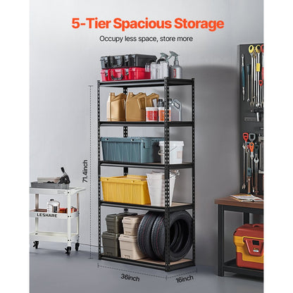 3676V4VPV0 - Heavy-Duty 5-Tier Storage Shelves, 2000 lbs Capacity
