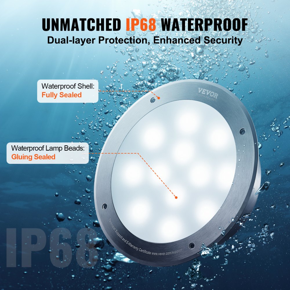 AX-SDD-003 - 10" RGBW LED Pool Light with Remote Control, 40W, IP68 Waterproof