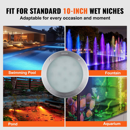 AX-SDD-002 - 10-Inch RGBW LED Pool Light, Easy-Install with 100 ft Cord