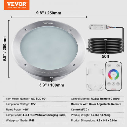 AX-SDD-001 - 10" RGBW LED Pool Light for Inground Spas