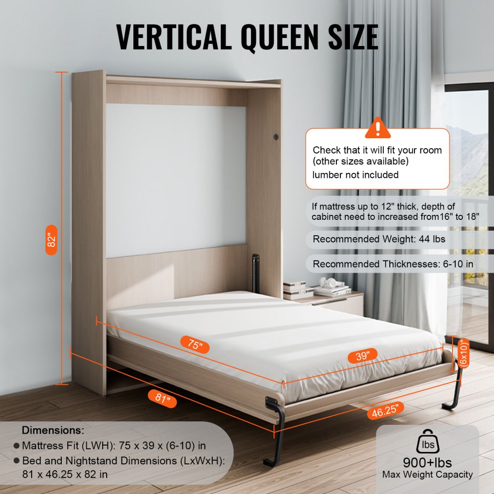 YFVTW245 - Space-Saving DIY Murphy Bed Kit with Gas Springs