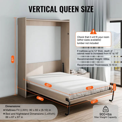 YFHVQN246 - DIY Vertical Murphy Bed Kit with Gas Lift for Compact Spaces