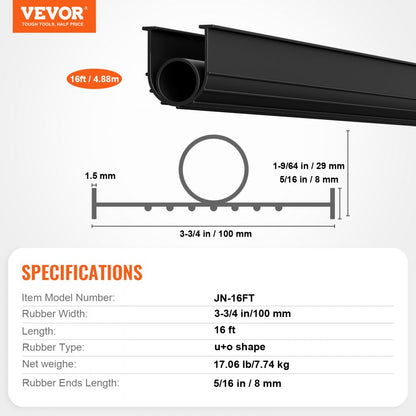 DTMH1925-MXBTMH1591-16ft - Durable PVC Garage Door Seal Kit, 16ft Length