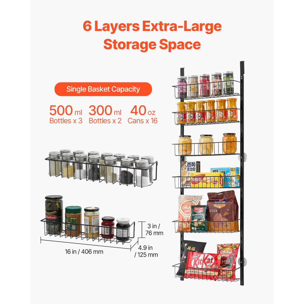 DPO-6B - 6-Basket Over the Door Pantry Organizer for Small Spaces