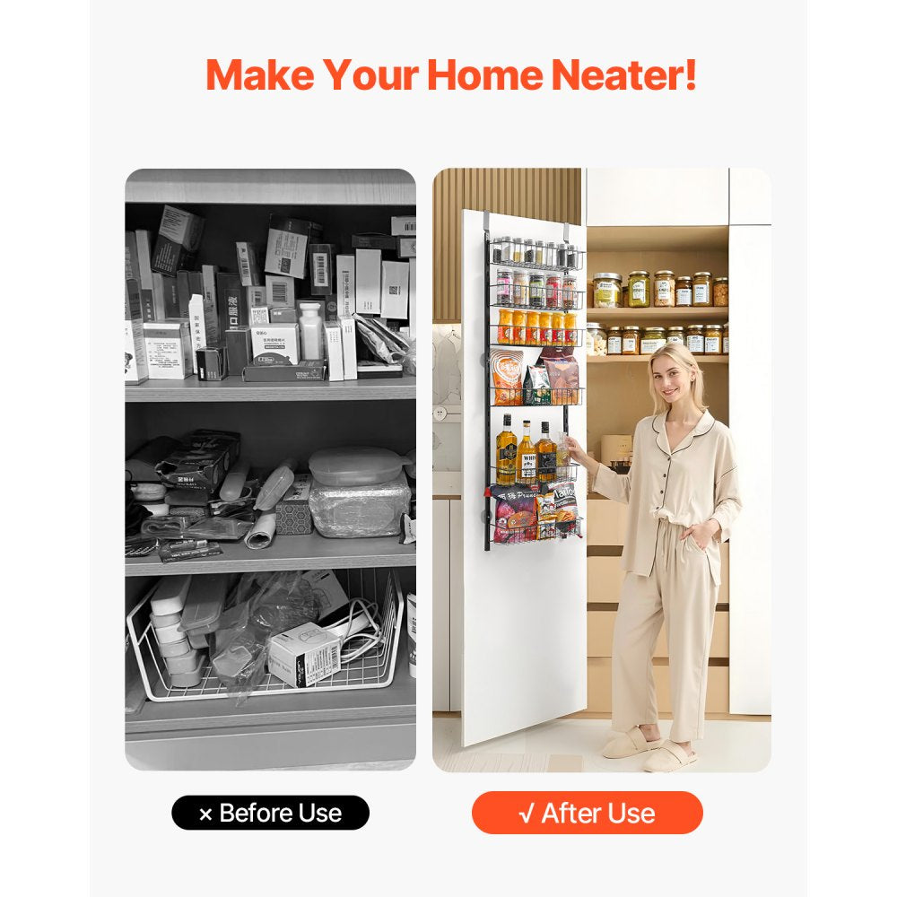 DPO-6B - 6-Basket Over the Door Pantry Organizer for Small Spaces