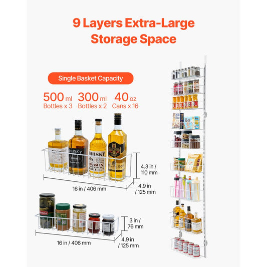 DPO-9A - 9-Basket Over the Door Pantry Organizer for Small Spaces