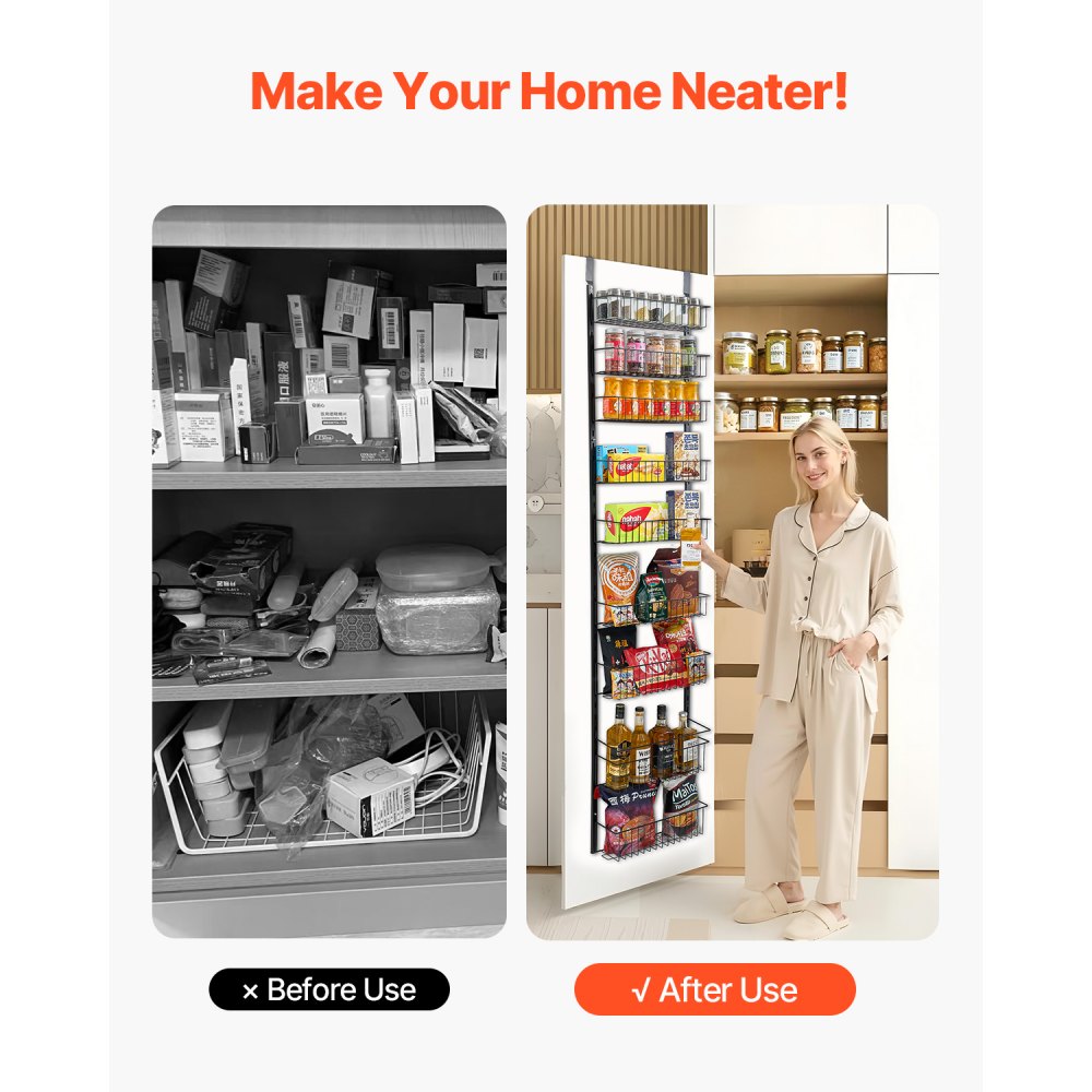 DPO-9B - Heavy-Duty Over the Door Organizer with 9 Baskets and Adjustable Spacing