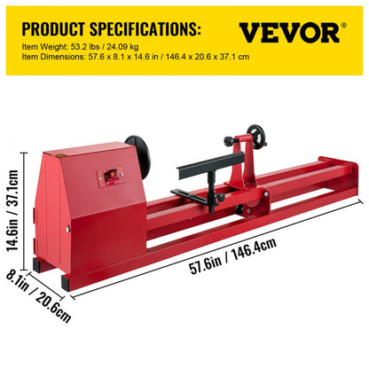 010285909760 - 14"x40" VEVOR Wood Lathe, 400W with Variable Speed 810-2480 RPM