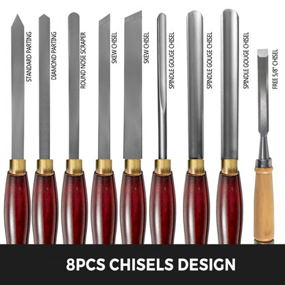 010473807055 - 8-Piece Wood Lathe Chisel Set with Polished Handles