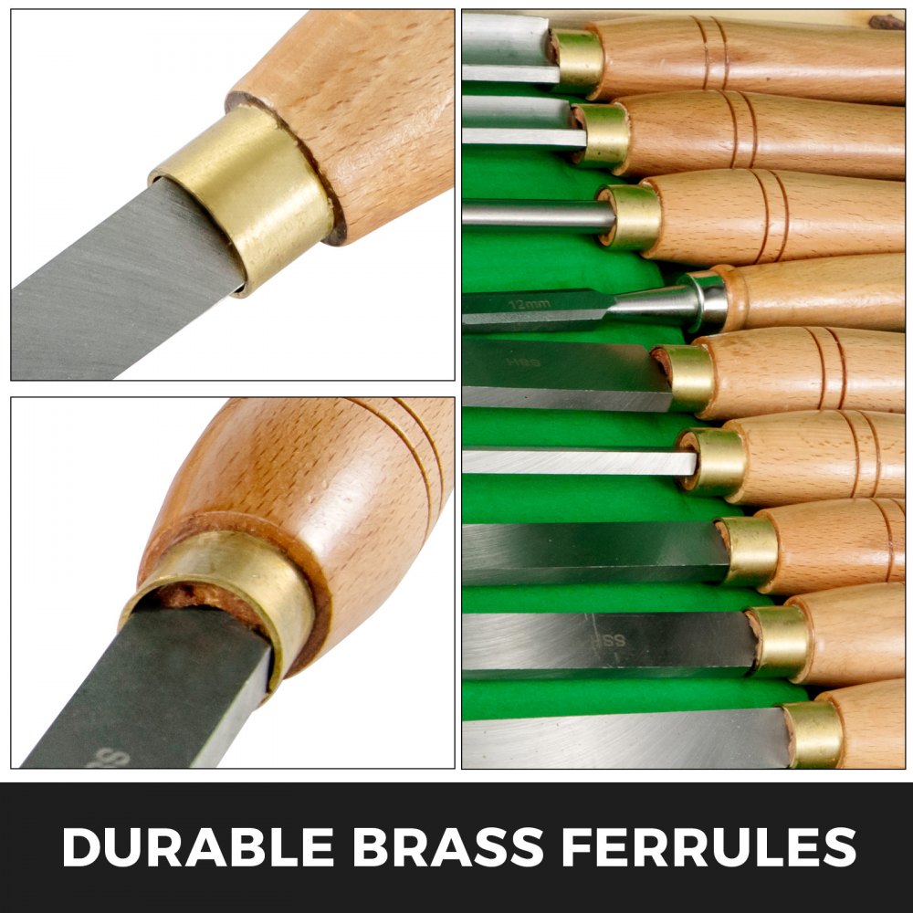 010675408310 - 8-Piece Wood Lathe Chisel Set with Polished Handles