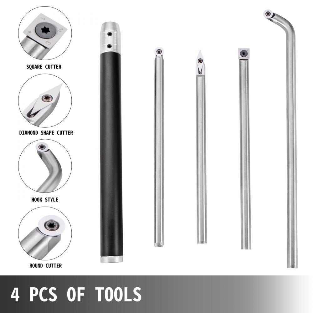 010449406254 - 4-Piece High Carbon Steel Wood Turning Tool Set