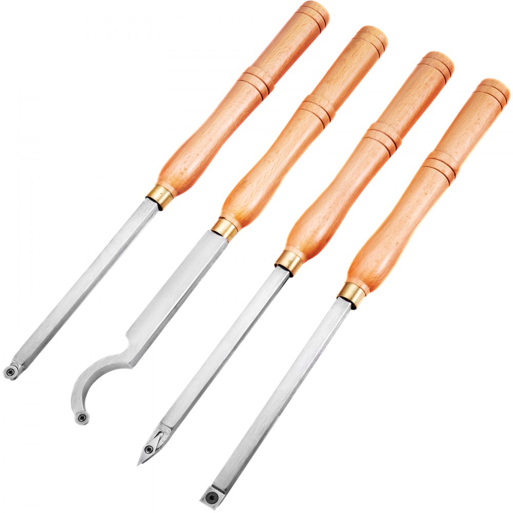 010955446208 - Ergonomic 4-Piece Wood Turning Tool Set for Lathe Cutting
