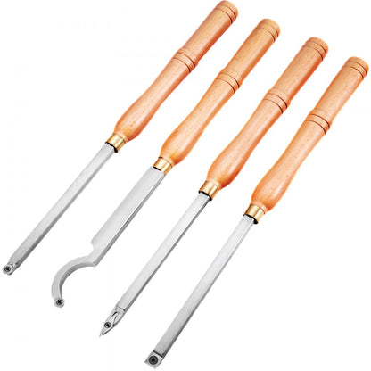 010955446208 - Ergonomic 4-Piece Wood Turning Tool Set for Lathe Cutting