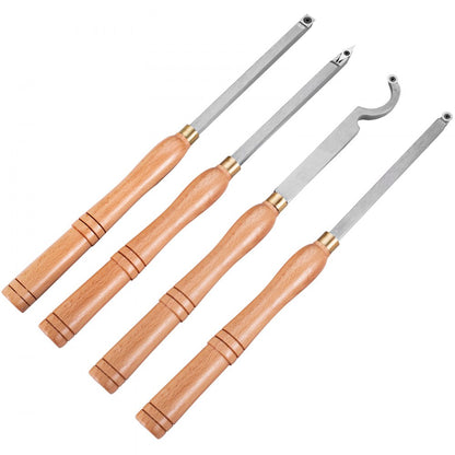 010955446208 - Ergonomic 4-Piece Wood Turning Tool Set for Lathe Cutting