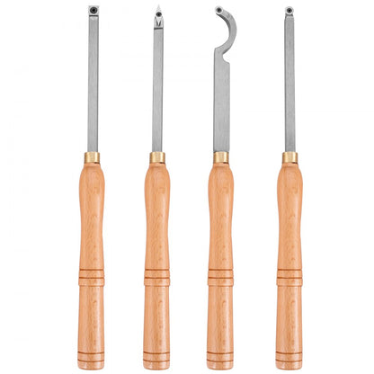 010955446208 - Ergonomic 4-Piece Wood Turning Tool Set for Lathe Cutting