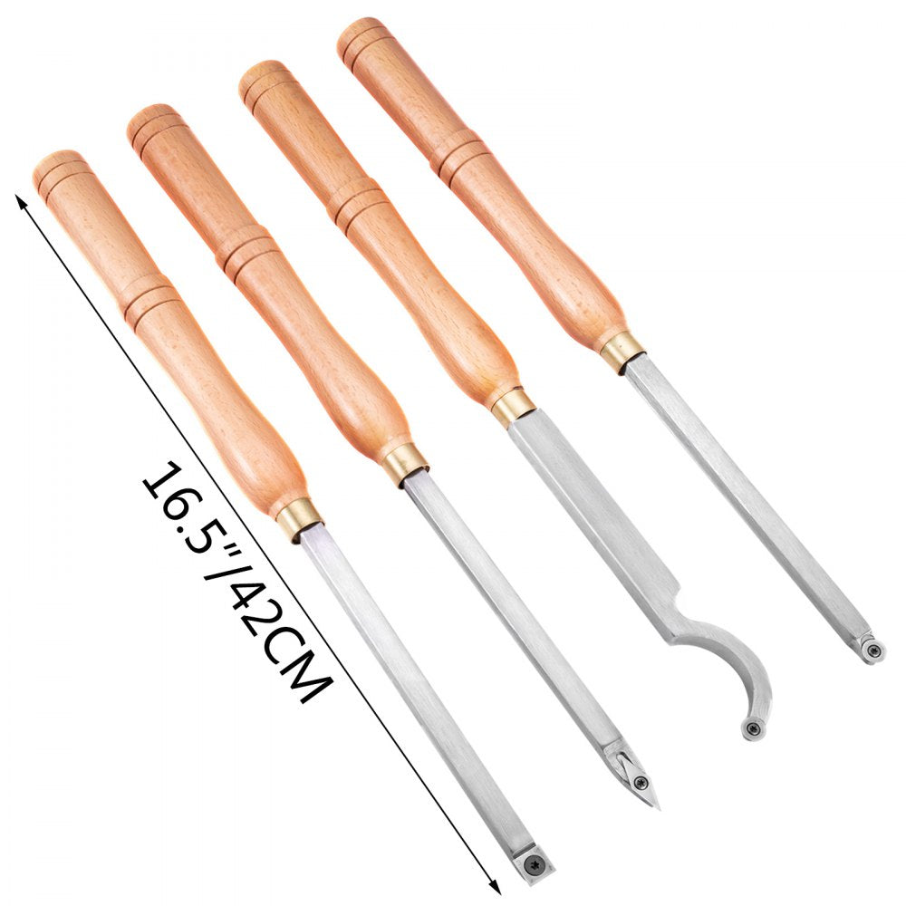 010955446208 - Ergonomic 4-Piece Wood Turning Tool Set for Lathe Cutting