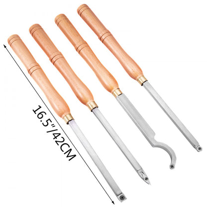 010955446208 - Ergonomic 4-Piece Wood Turning Tool Set for Lathe Cutting