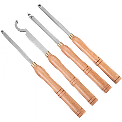 010955446208 - Ergonomic 4-Piece Wood Turning Tool Set for Lathe Cutting