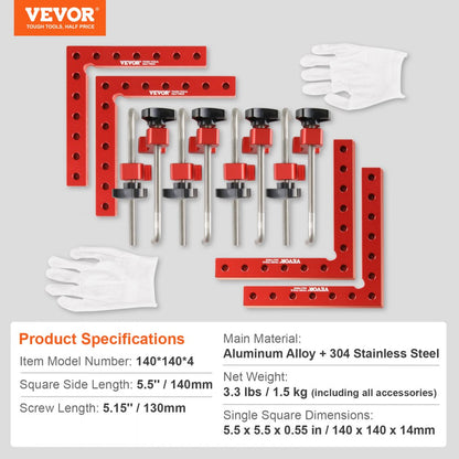 140*140*4 - VEVOR 90° Right Angle Clamps for Woodworking Projects