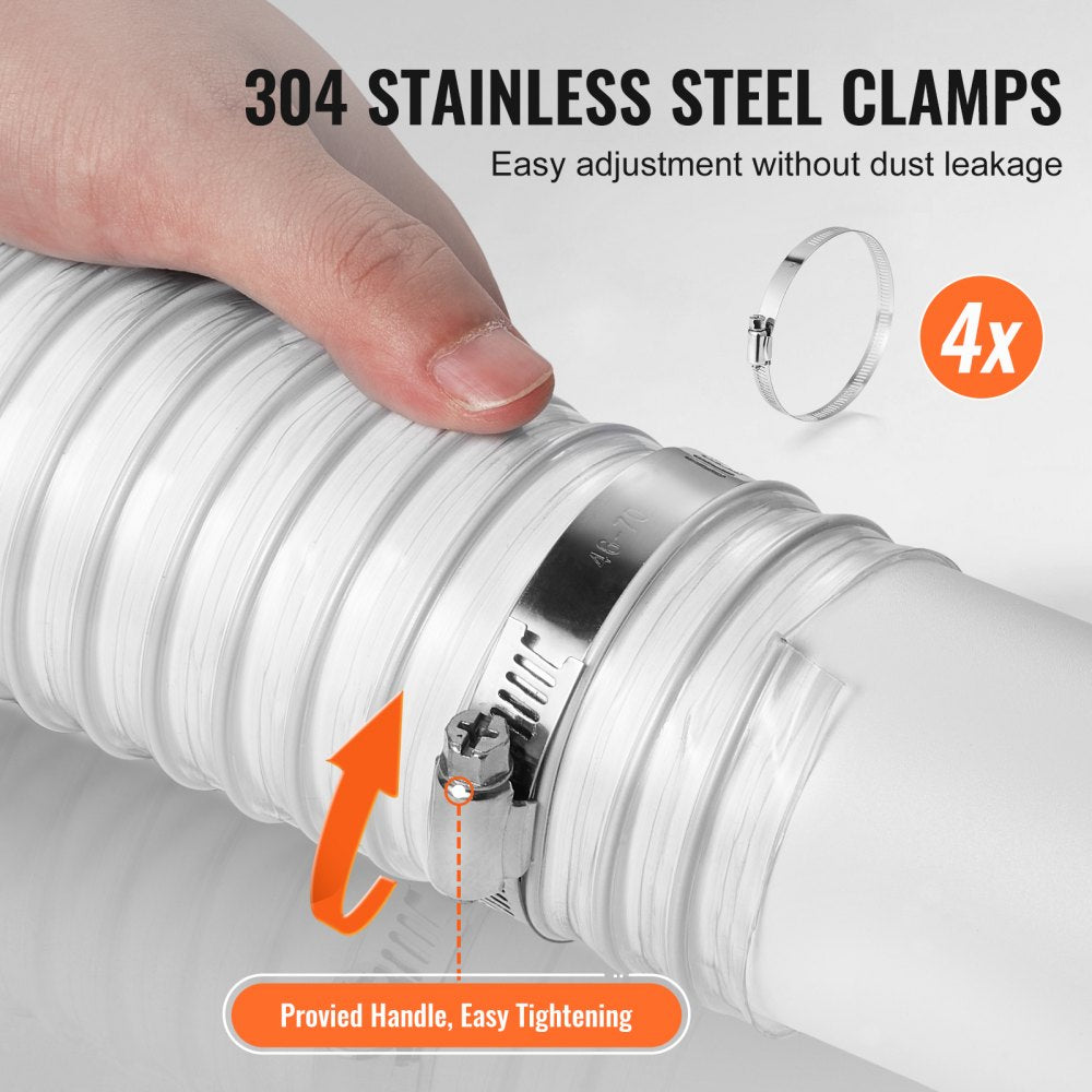 2.5inch-1 - 2.5 x 10 Flexible PVC Dust Hose with Stainless Steel Clamps