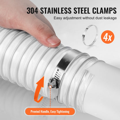 2.5inch-2 - 20ft Flexible PVC Dust Collection Hose with Steel Reinforcement