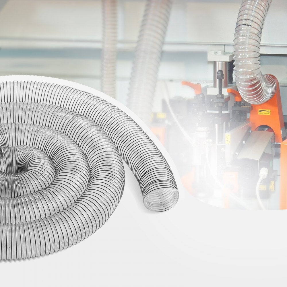 4inch-1 - 4" x 20' Flexible PVC Dust Hose with Steel Reinforcement