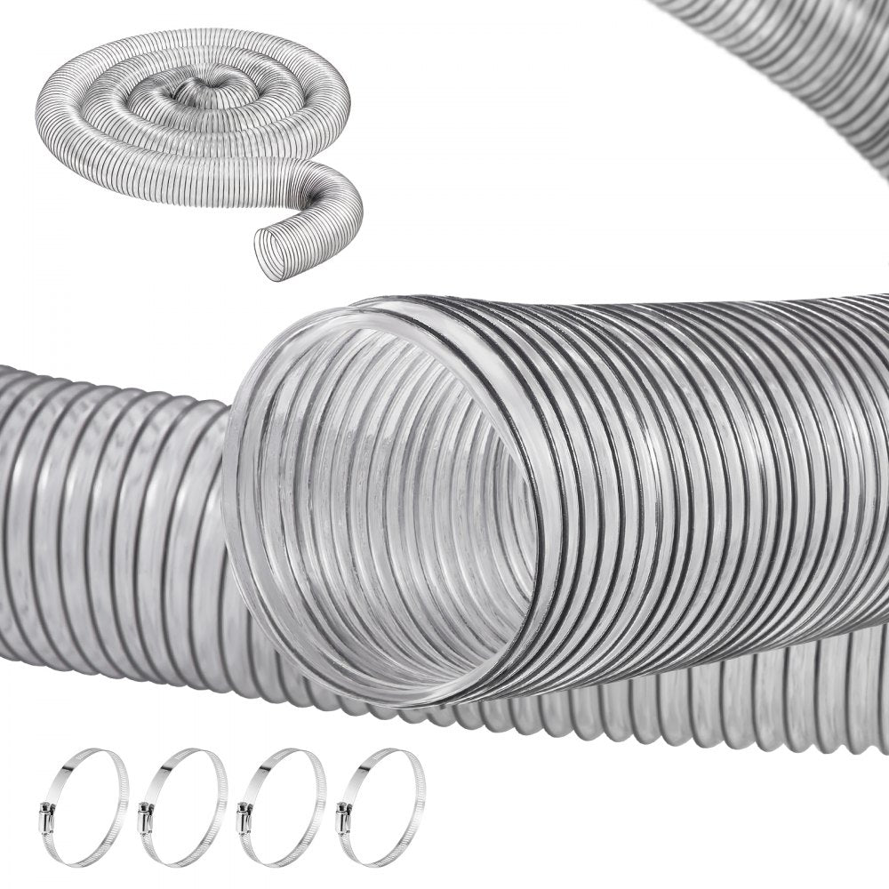 4inch-1 - 4" x 20' Flexible PVC Dust Hose with Steel Reinforcement
