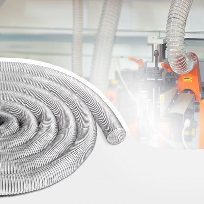 4inch-2 - 50' Flexible 4'' PVC Dust Hose with Steel Clamps