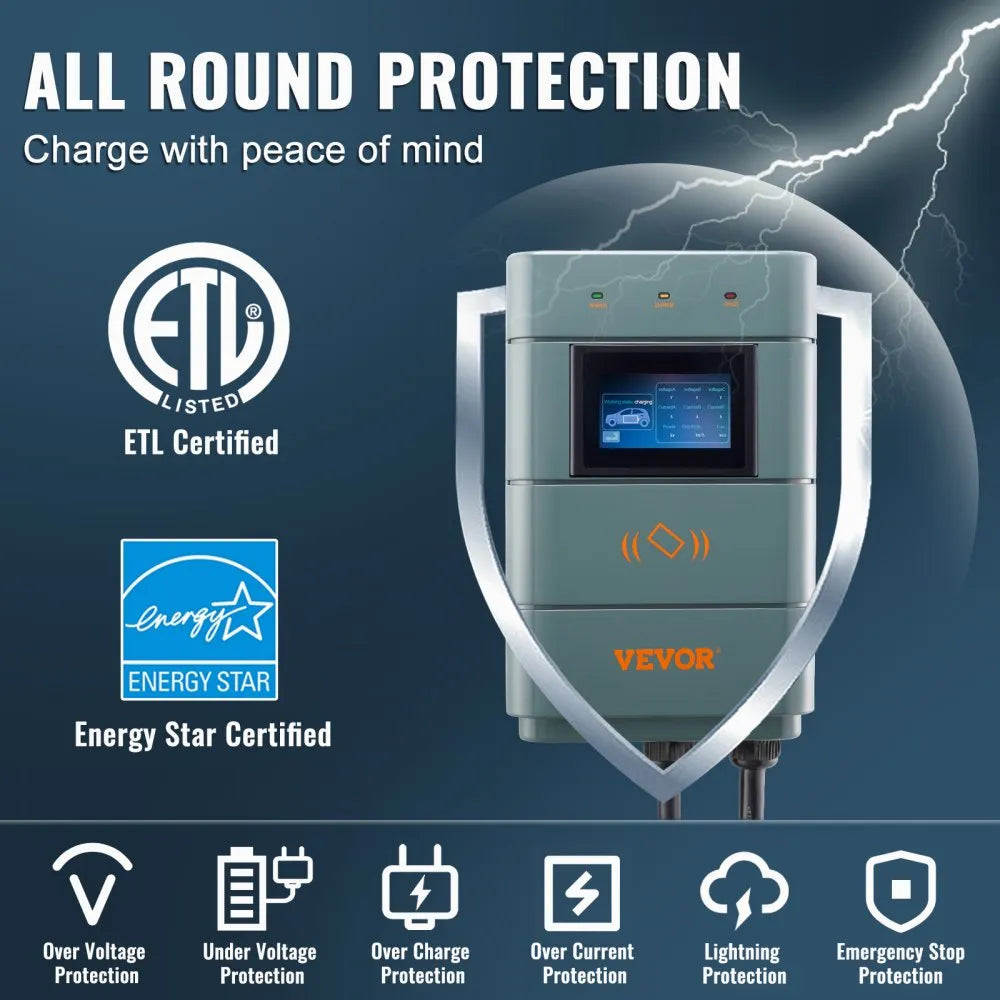 EV-A01-US011B - 48A VEVOR Level 2 EV Charger, 11.5 kW, Adjustable Settings
