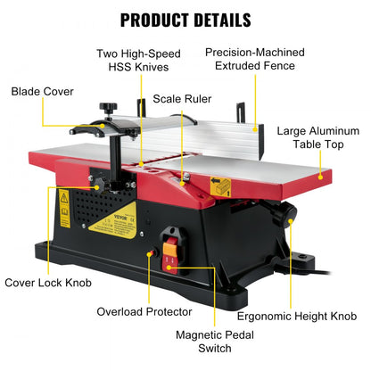 M1B-LS-1558 - Compact 6in Woodworking Benchtop Jointer with Motor & Blades