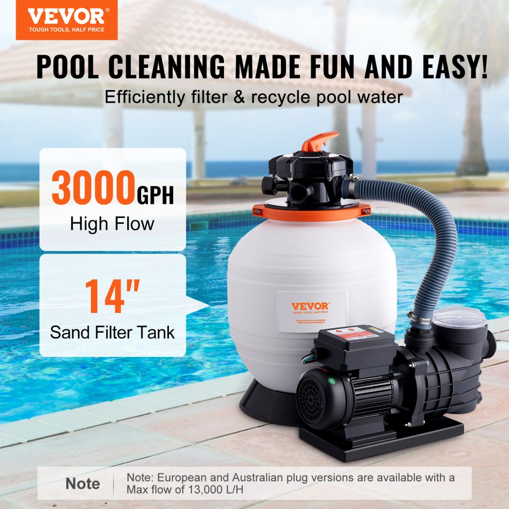 HCP550A-D - 0.75 HP Sand Filter Pump - 3000 GPH, 5 Modes for Pools