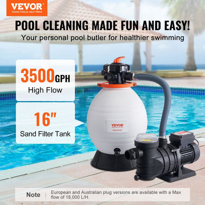 HCP750A-D - 16" VEVOR Sand Filter Pump, 3500 GPH for Clean Pools