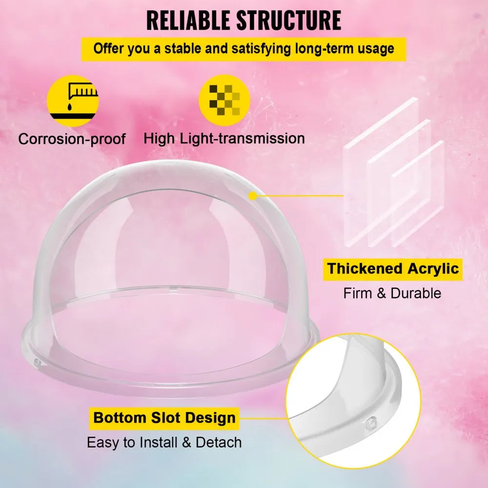 010421256850 - 21" Acrylic Cotton Candy Machine Cover with Serving Cut-Out