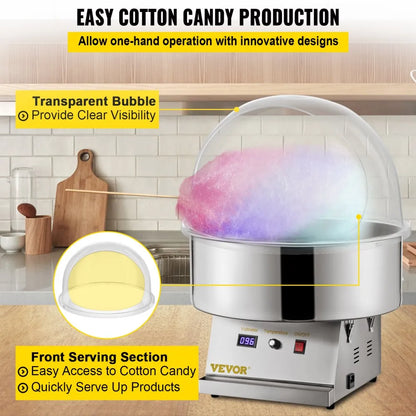 010421256850 - 21" Acrylic Cotton Candy Machine Cover with Serving Cut-Out